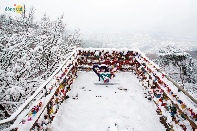 Khu vực khóa tình yêu của các đôi cặp tình nhân trên tháp Namsan