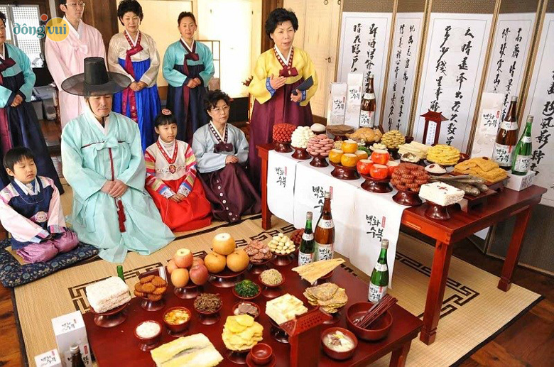 Mâm cúng của người Hàn vào ngày lễ tết Trung Thu Chuseok